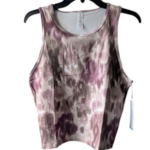 BALANCE COLLECTION WOMEN'S WHITE SAND IKAT FLORAL CROP TANK SIZE XL